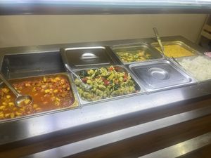 Buffet which is served by server  at Govindas in Almaty