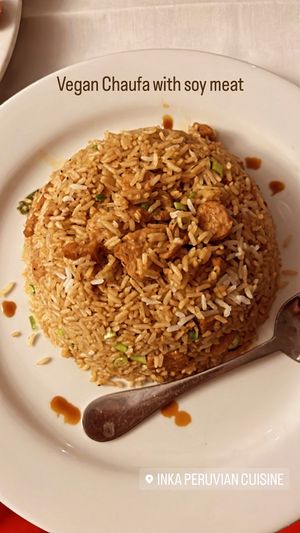 Vegan Chaufa with Soy meat  at Inka in Palm Springs