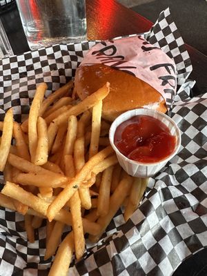 Juicy Lucy and fries   at FRANCIS in Minneapolis
