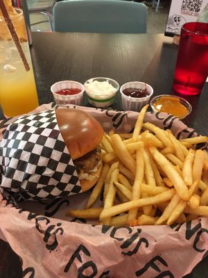 Juicy Lucy - bean burger style. This IS a tasty burger! at FRANCIS in Minneapolis