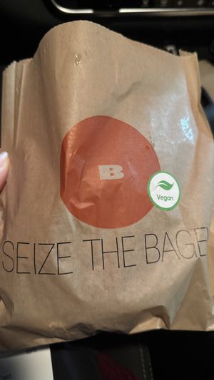 They clearly label the vegan options!  at Seize The Bagel - Cascade Park in Vancouver