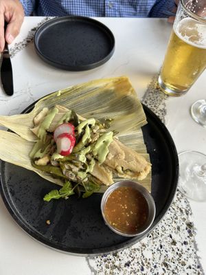 Vegan mushroom and pepper tamalees  at Tac/Quila in Palm Springs