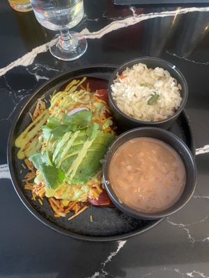 Vegan jackfruit enchiladas   at Tac/Quila in Palm Springs