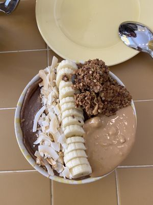 Choco protein smoothie bowl  at Banacado in Stockholm