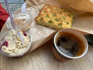 Granola muesli & truffle focaccia at Espresso House - Potsdamer Platz in Berlin