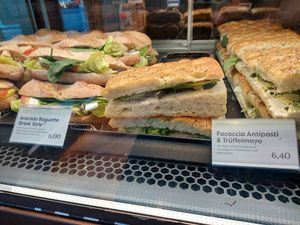 baguette & foccacia with vegan toppings at Espresso House - Potsdamer Platz in Berlin