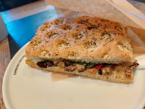 Foccacia with antipasti (6.40) - can be heated up at Espresso House - Potsdamer Platz in Berlin