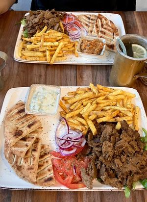 Vegan Gyros plate with Pita and Tzatziki at Oh my Greek! in Zurich