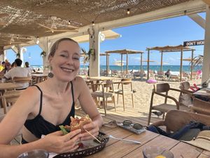 Half a vegan burger at Ananda in Castelldefels