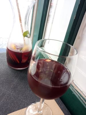 Red wine sangria at Fangas Veg in Coimbra