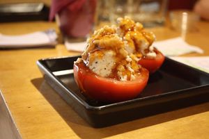 Tomate com requeijão e mel at Fangas Veg in Coimbra