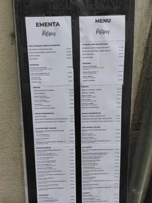Menu at Fangas Veg in Coimbra