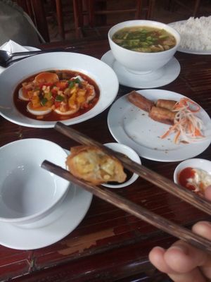 Tofu, Springrolls and Soup at Thien Tam in Hue