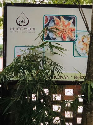 Front sign at Thien Tam in Hue