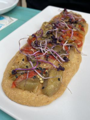 Escalibada (ordered without anchovies) at S'estret in Mallorca