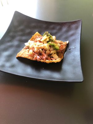 Tostadita de cortesía  at Pitahaya Power Food in Zapopan