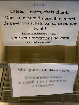 Allergy information  at Loom Gelateria 1900 in Lausanne