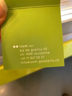 Contact information  at Loom Gelateria 1900 in Lausanne