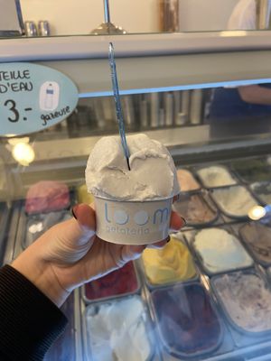 Pear and coconut sorbets  at Loom Gelateria 1900 in Lausanne