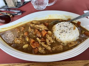 Vegan “chicken” and vegetable curry   at Soo Good Kitchen “Asian Fusion Cuisine” in Digby