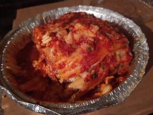 vegan lasagna at Eat at Jumbos in Somerville