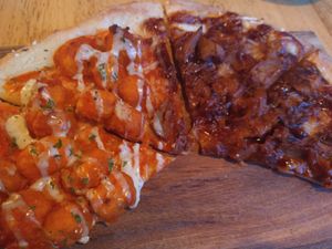 vegan split decision pizza at Eat at Jumbos in Somerville