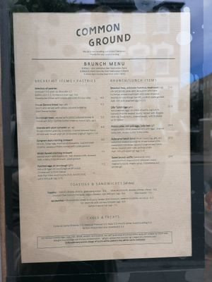 Menu at Common Ground in North London