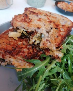 Close up of the vegan sandwich at Common Ground in North London