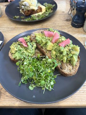 Avocado on sourdough toastt  at Common Ground in North London