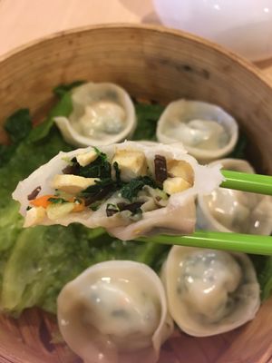 dumplings: filling at Happy Veggies - Wanchai in Hong Kong Island