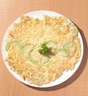 菜甫勁涼瓜煎蛋 at Happy Veggies - Wanchai in Hong Kong Island