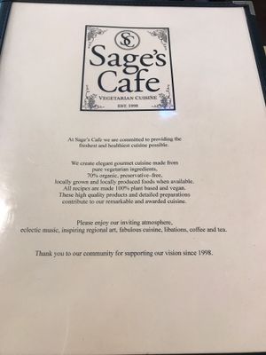 front of menu at Sage's Cafe in Salt Lake City