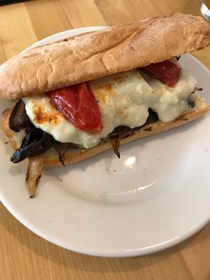 Philly sandwich with mushroom  at Sage's Cafe in Salt Lake City