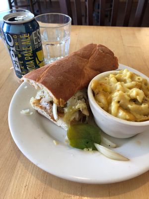 Post hike lunch. Sausage sandwich and a side of Mac and cheese. I ate way more than I should of, but I couldn’t stop. It was so yummy! at Sage's Cafe in Salt Lake City