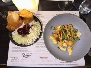 Beet root poke bowl and roast breadfruit   at Cocktail Kitchen in Bridgetown