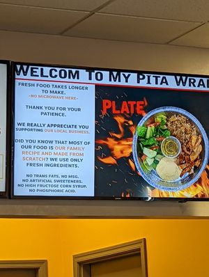 My Pita Wrap Mediterranean Grill sign at My Pita Wrap Mediterranean Grill in Flagstaff