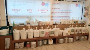 refill stations for body hygiene at Almang Market in Seoul