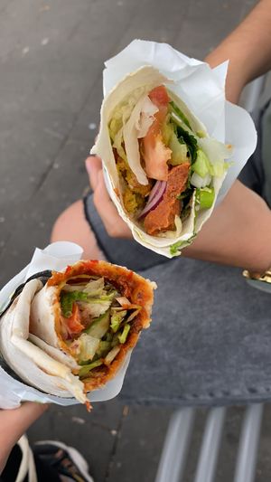 vegan lahmacun and çiğköfte wrap 🌱  at Veganland in Dusseldorf