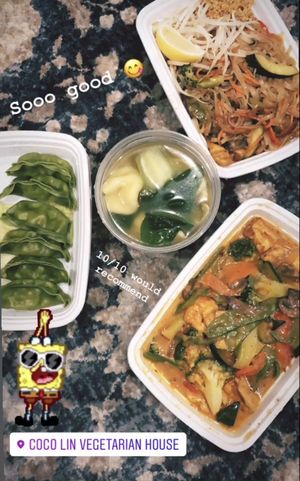 Vegetable dumplings, Wonton soup, Pad Thai, Tofu curry at CoCo Lin Vegetarian House in Ridgewood