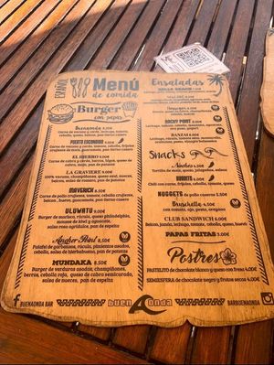 Spanish menu at BuenaOnda in Fuerteventura
