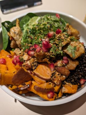 Vegan protein bowl at beets&roots in Frankfurt