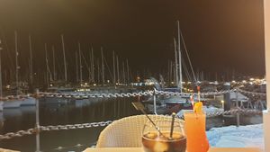 View of the marina at Bistro del Puerto in Lanzarote