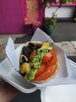 Vegan arepas at Escape to Freight Island in Manchester