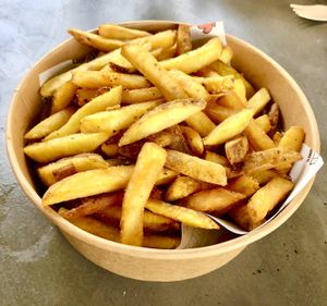 Skin on fries   at Escape to Freight Island in Manchester