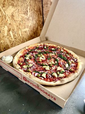 Vegan queen pizza  at Escape to Freight Island in Manchester