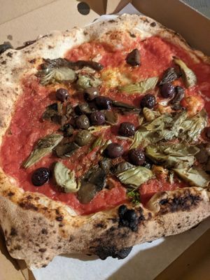Marinara with added olives, artichokes and mushrooms at Razzo Pizza Napoletana in Edinburgh