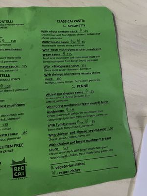 Menu 4  at Red Cat in Dahab