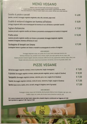 Menu   at Al Kilimangiaro in Matera