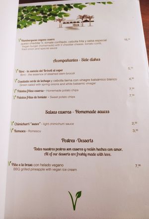 Menu vegano at Terra in Javea