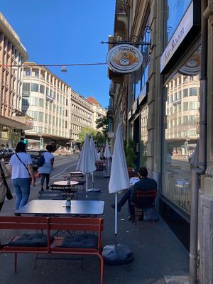 Exterior seating  at Le Panetier - Rue Centrale in Lausanne
